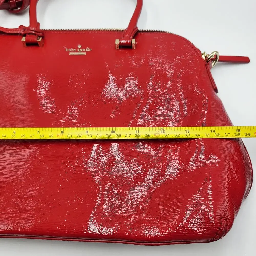 Kate Spade Cedar Street Margot Red Textured Patent Leather Dome Satchel Handbag